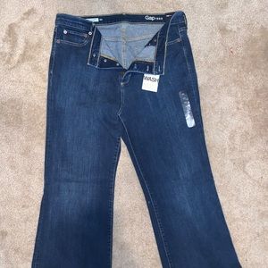 high rise, button fly, flair leg jeans